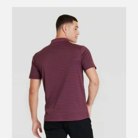 New Goodfellow & Co Performance Polo Burgundy w/ Navy Stripe Mens Size Large - Picture 2 of 12